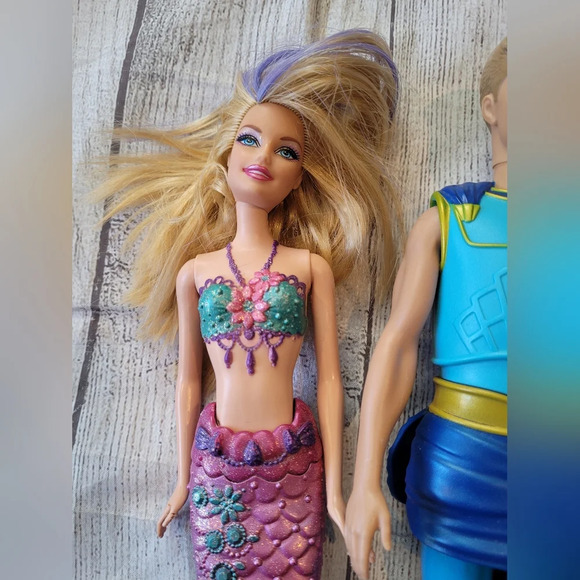 2010 Barbie Mermaid Tale & 2013 Ken Pearl Prince Full Size 12 in Dolls by Mattel - Picture 5 of 10